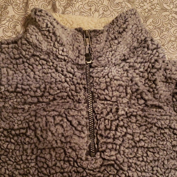 GreenTea Pull Over Gray Sherpa Sweater - Picture 2 of 5